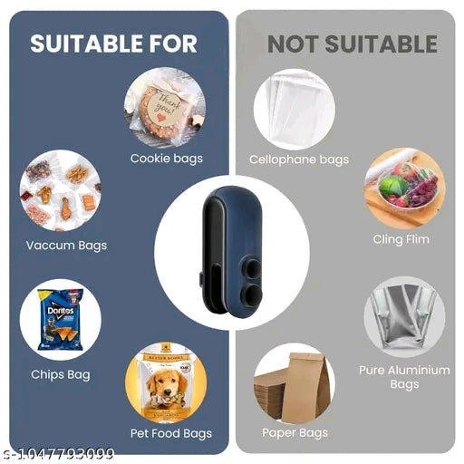 2 in 1 Mini seal machine, USB Rechargeable magnetic heat sealer & cutter | Portable food packet sealer