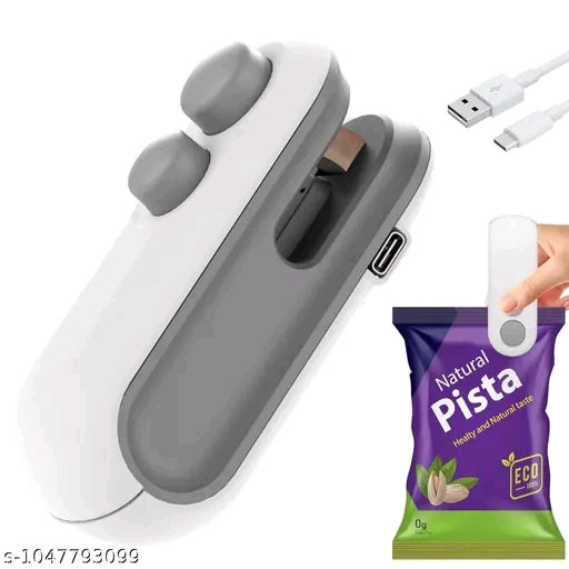 2 in 1 Mini seal machine, USB Rechargeable magnetic heat sealer & cutter | Portable food packet sealer